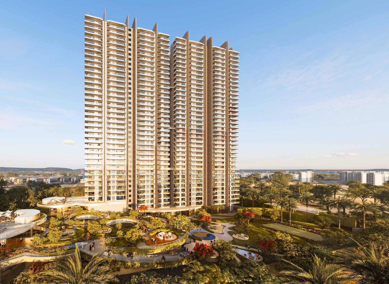 Elaira Residences landscaped podium, aerial view